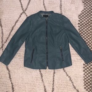 Women’s Blue PU Leather Jacket - Size Large- Worn Once